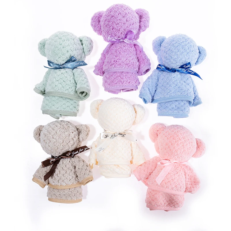 Полотенца из кораллового бархата в форме кролика впитывающие однотонные