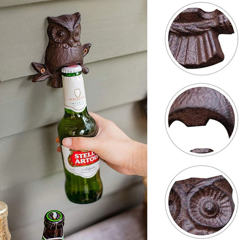 Настенная открывалка для бутылок чугунные украшения в виде совы вина пива