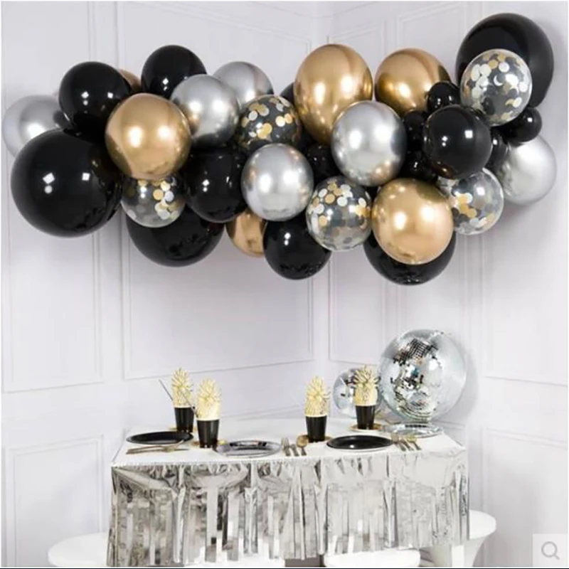 56 шт. белого золота конфетти черный розовый металлические шары Арка комплект