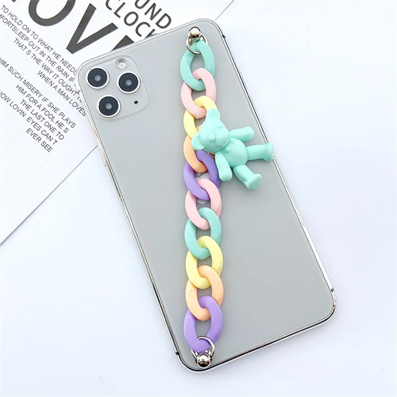

1PCS Spray Paint Candy Colorful Bear Acrylic Chain for DIY Key Chain Phone Case Decoration Jewelry Accessories Iphone 12 Pro