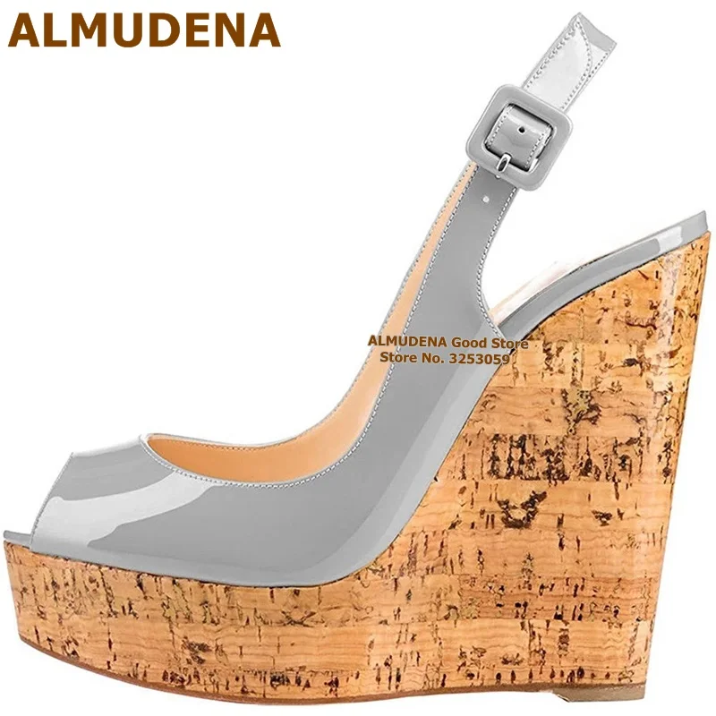 ALMUDENA/модельные туфли на танкетке с пробковой платформой Туфли гладиаторы