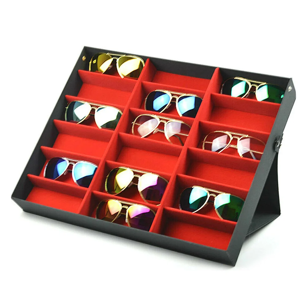 Goede 18 Grids Lenzenvloeistof Zonnebril Bril Opslag Display Box Houder Geval Organisator DNJ998