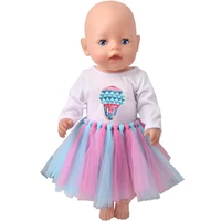43 cm boy american dolls dress cartoon hot air balloons yarn skirt born baby toys accessories fit 18 inch girls doll f863