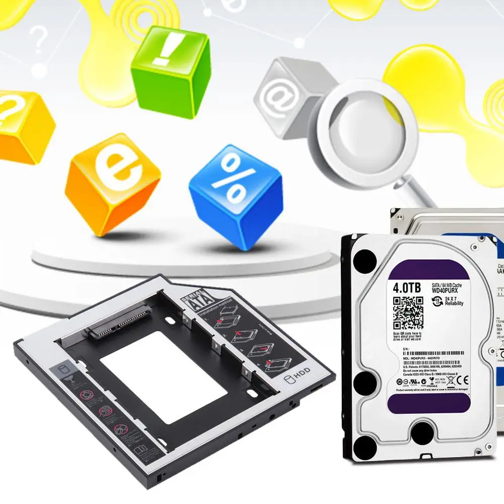 9 5 мм Универсальный алюминиевый SATA второй HDD SSD карман для жесткого диска с 4