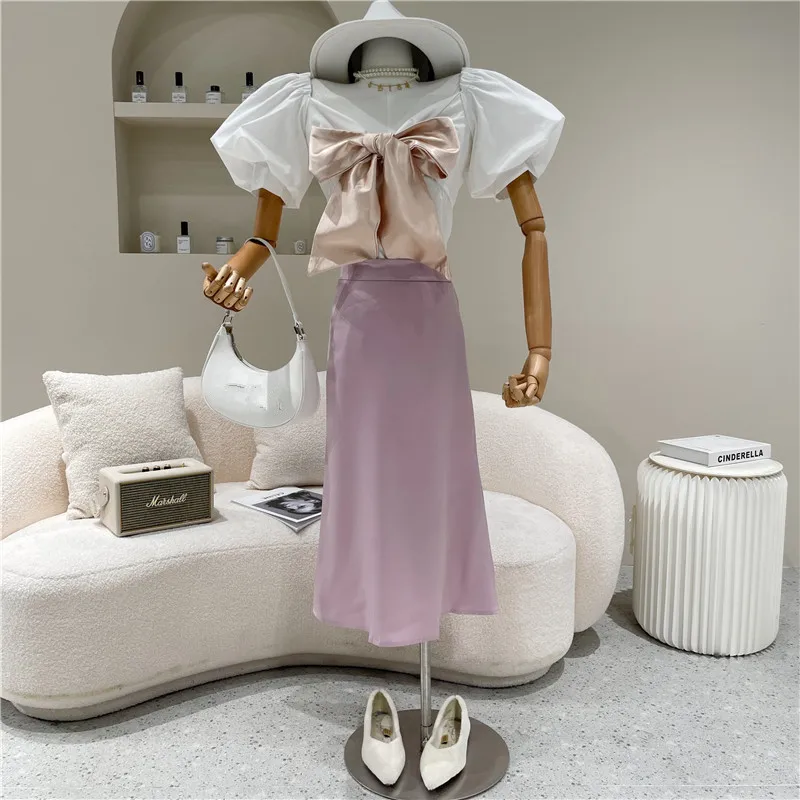 

Niche Design Women's Spring Summer 2021 Fashion High Waist Black Medium Long A-line one-step Skirt