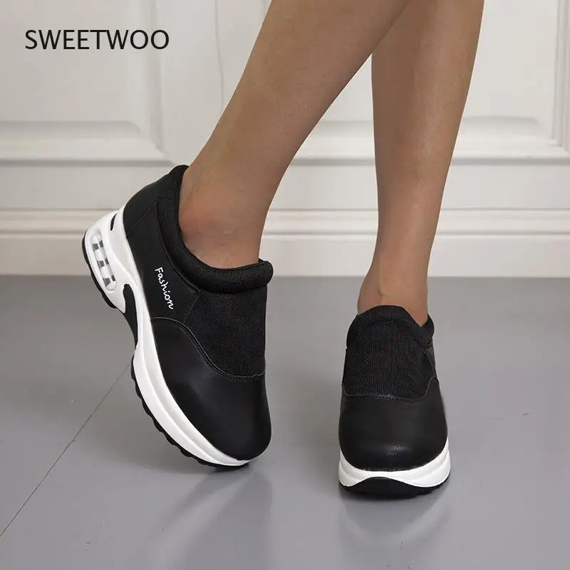 

Женские кроссовки на танкетке, всесезонные повседневные кроссовки с прострочкой, новинка 2021