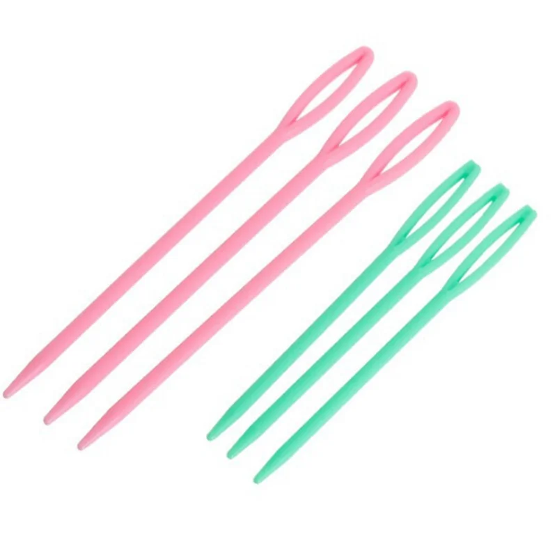 6 шт цветные пластиковые иглы для ручного шитья DIY пряжа штопка гобелен Вязание ручной вязки инструмент свитер иглы 9 см/7 см