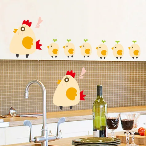 

Chicken Mother with Chick Wall Sticker Kids Baby Rooms Home Decoration Mural Decals Nursery Cartoon Animals Stickers Wallpaper