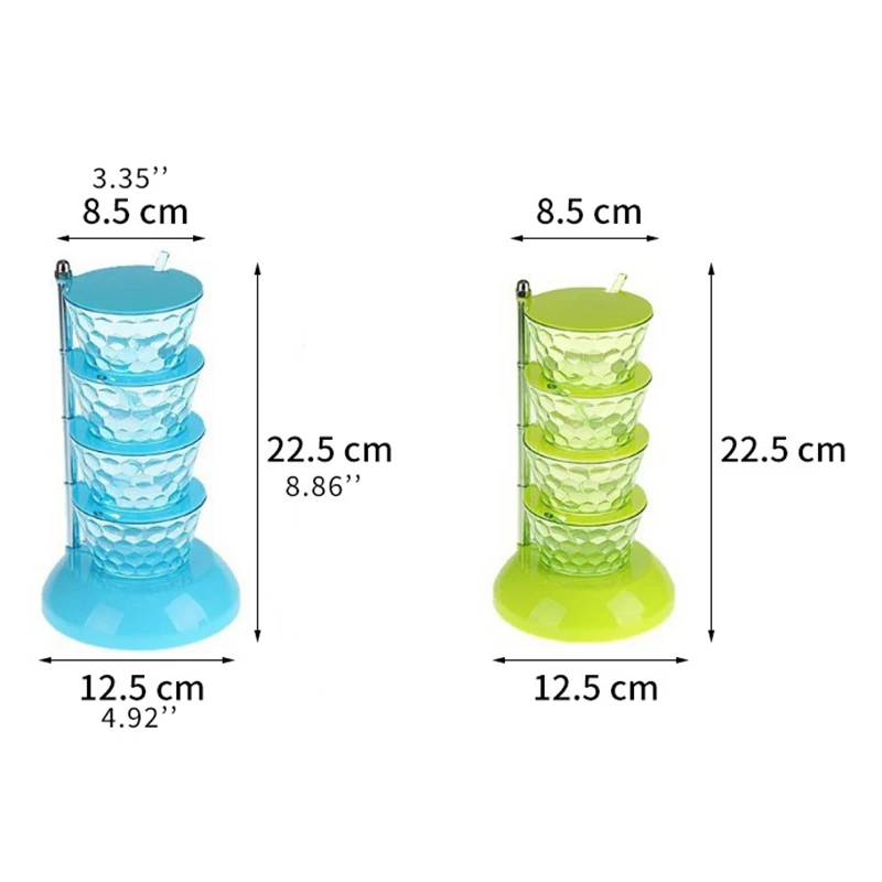 Банка для специй + ложка хранения приправ вертикальная вращающаяся компактная