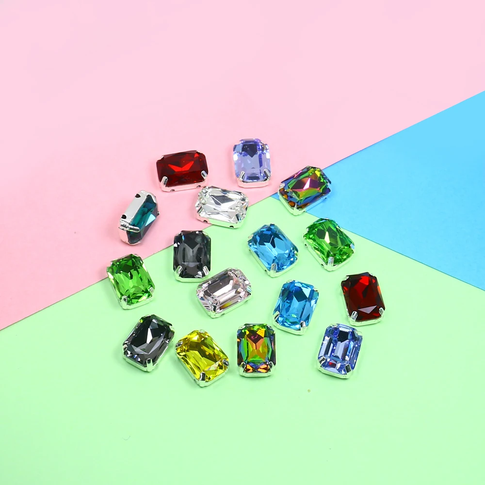 Прямоугольное восьмиугольное стекло с кристаллами настройками когтей швейные