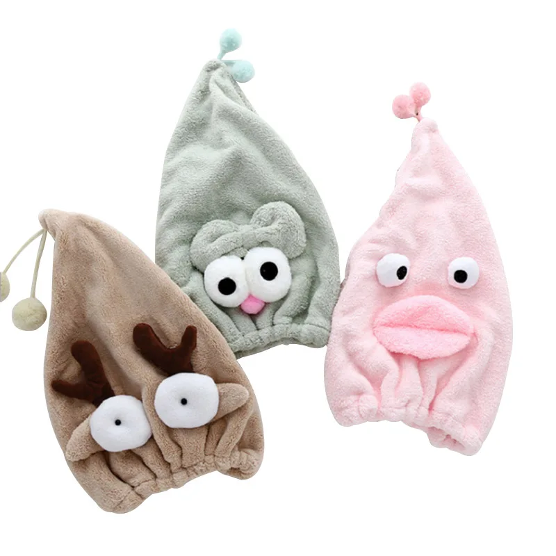 Милая мультяшная шапочка для душа из микрофибры волос быстросохнущая Женская