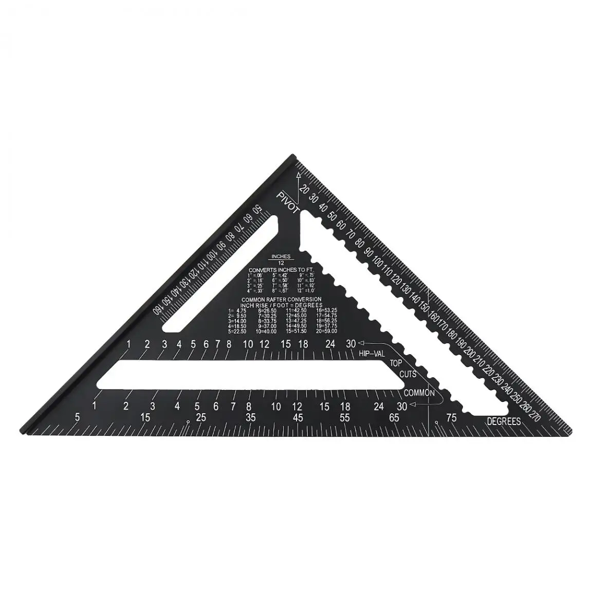 

Triangle Ruler 12 inch Aluminum Alloy Angle Protractor Speed Metric Square Measuring Ruler for Building Framing Tools Gauges
