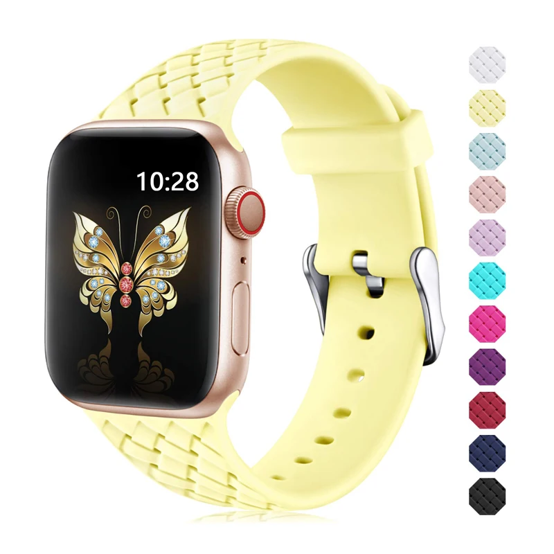 Силиконовый ремешок для Apple watch 5 44 мм 40 iwatch band 42 38 тканый с узором apple браслет 4 3 2