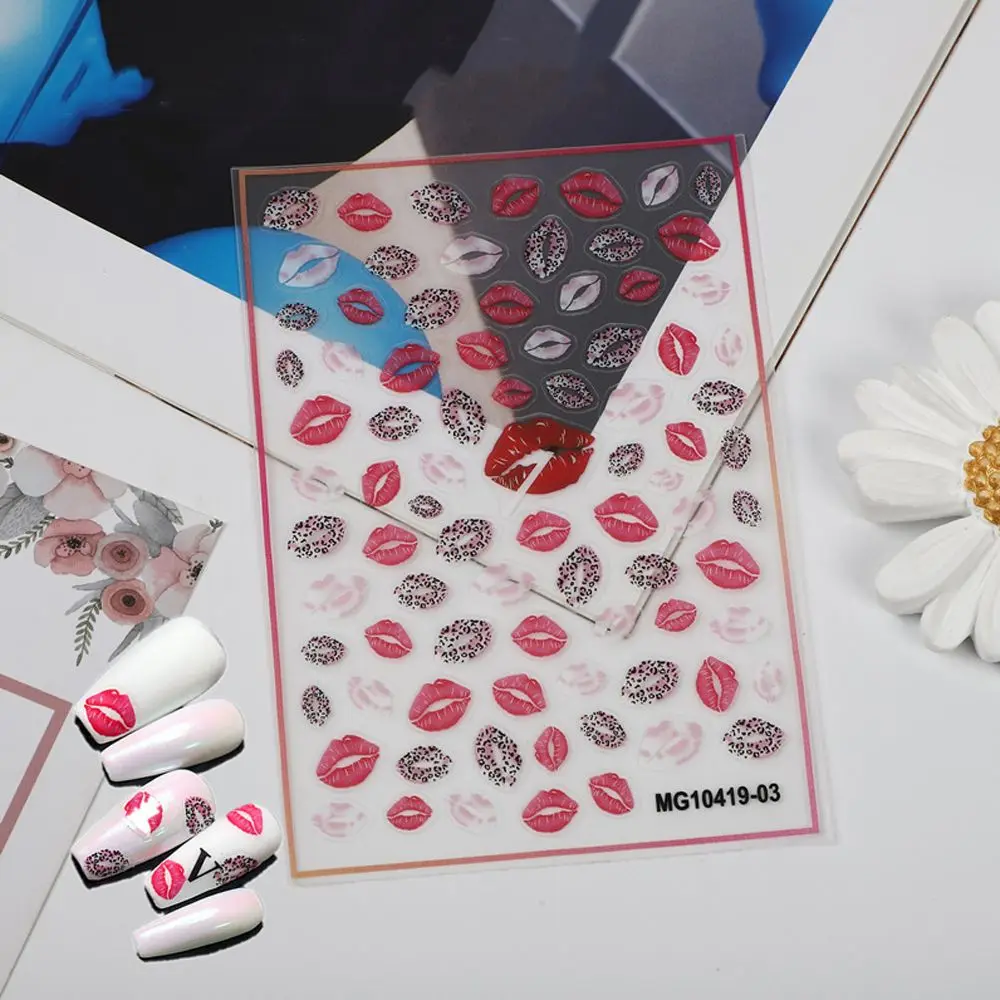 

DIY Valentines Day Lovely Nail Decorations Nail Decals Nail Art Stickers Red Lips Self-Adhesive