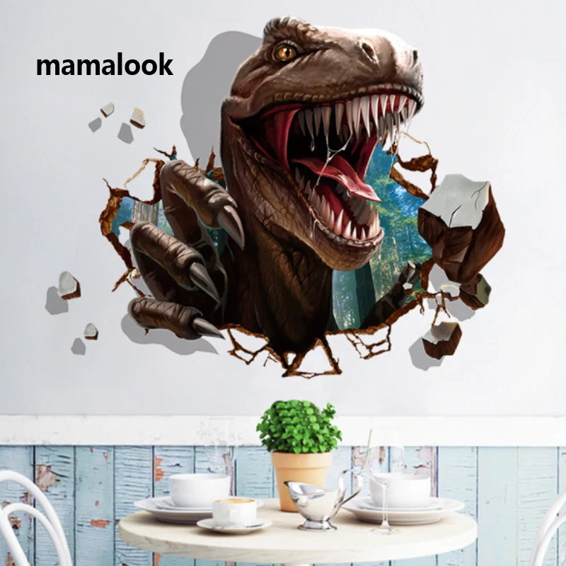 

3D dinosaur wall stickers kids rooms Dinosaur Assault Bedroom living room decoration mural home decor stickers decals wallpaper