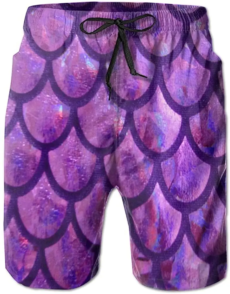 

Men's Beach Shorts Swim Trunks Mermaid Scale Board Shorts with Pockets