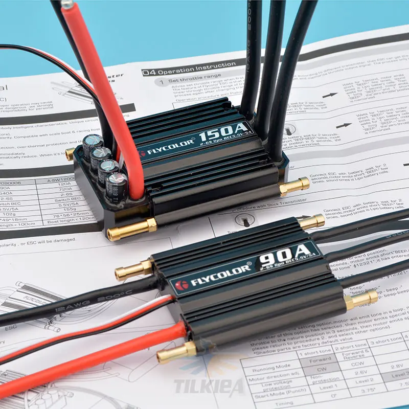 

Rc Boat Flycolor ESC 50A 70A 90A 120A 150A Brushless ESC Speed Controller Support 2-6S Lipo BEC 5.5V/5A for RC Boat
