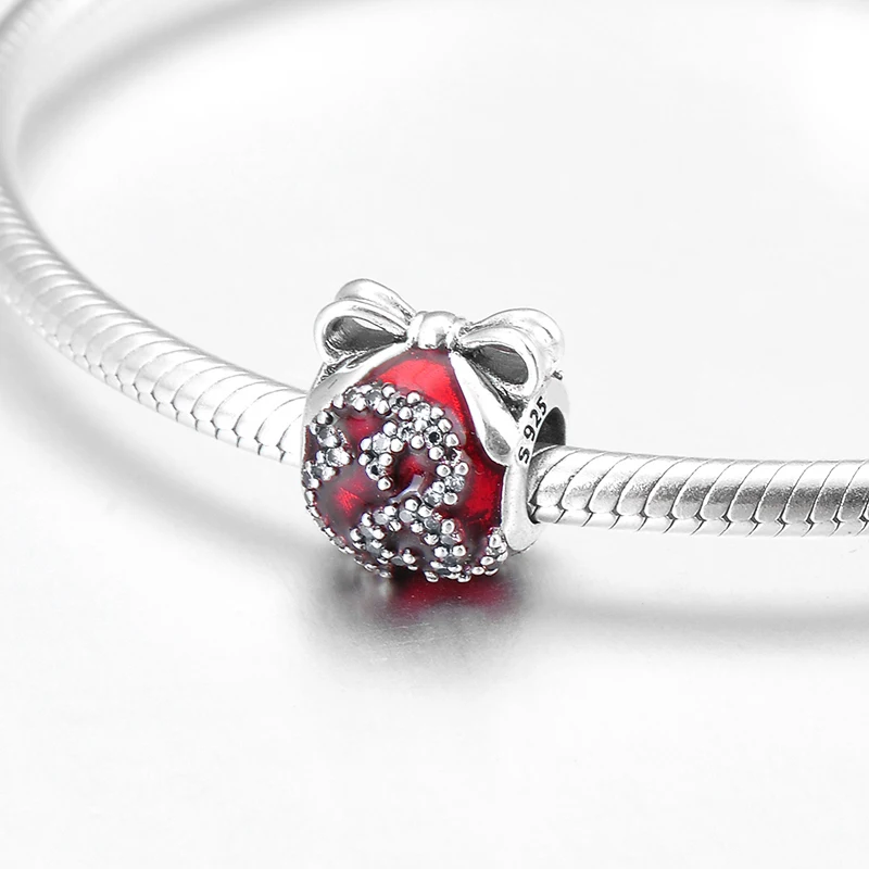 Модная Подарочная сумка с бантом из стерлингового серебра 925 пробы красной