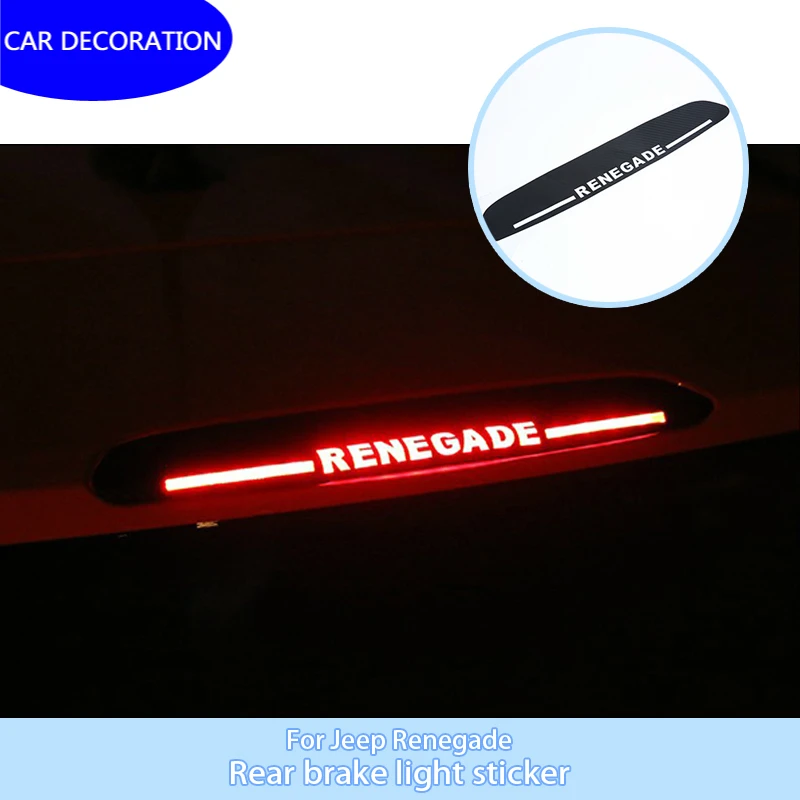 

Car Styling 3D Carbon Fiber Stickers Emblems Stickers For JEEP Renegade 2015 2016 2017 Auto High Brake Light Lamp Accessories
