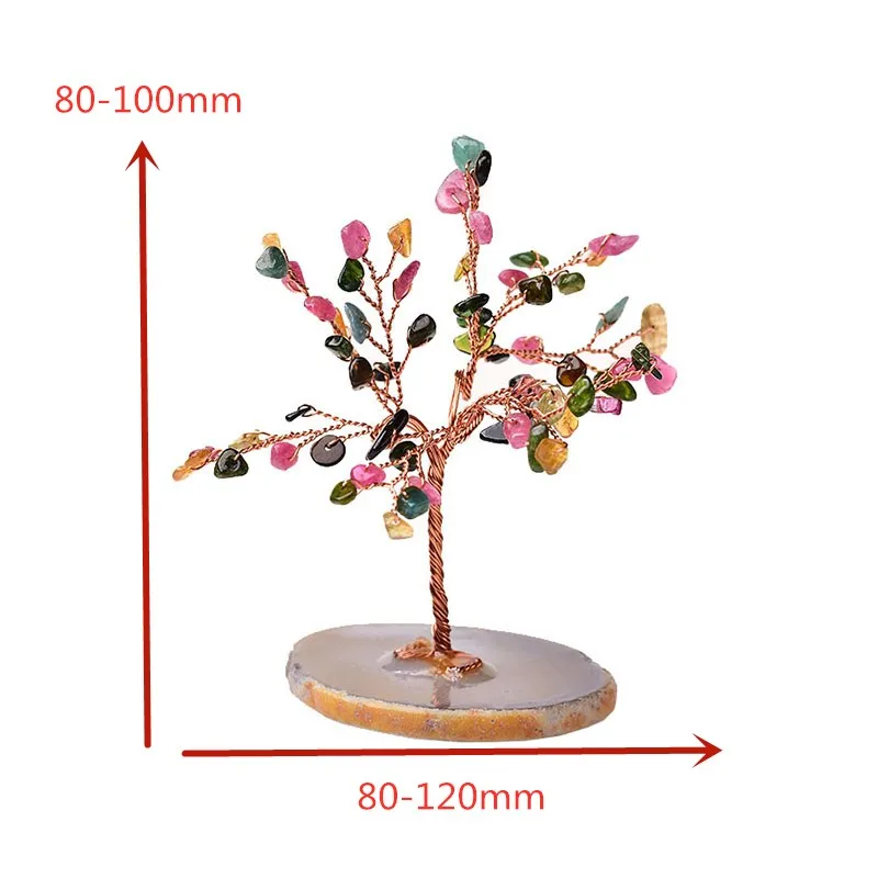 

Natural Crystal Tree Amethyst Rose Quartz Aquamarine Lucky Tree Decoration Agate Slices Stone Mineral Ornaments Office decor