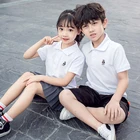 Рубашка-поло летняя хлопковая на пуговицах, с коротким рукавом и отложным воротником