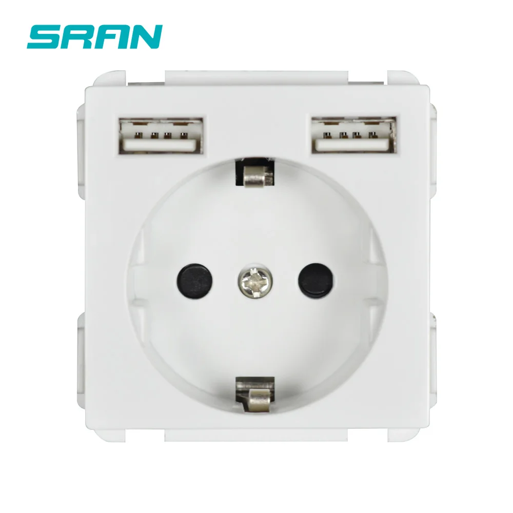 SRAN 52*52 розетка европейского стандарта, розетка с usb Функциональный модуль аксессуары Подходит для панелей 86*86 - изображение