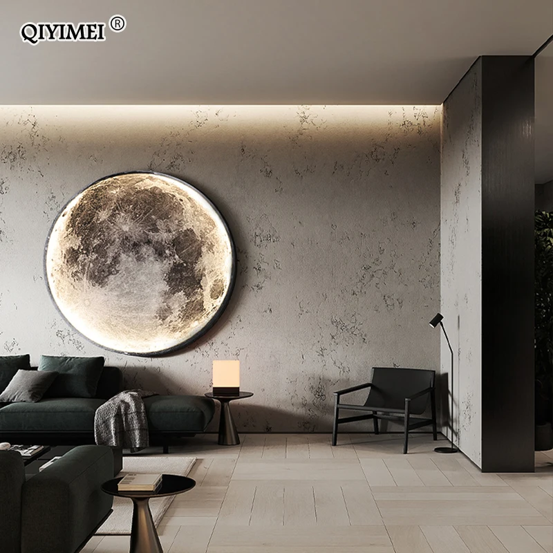 Фото Modern LED Moon Wall Lamp Minimalist Mural Indoor Lighting For Bedroom Background Wall Living ROOM Decorative Bedside Lights №3