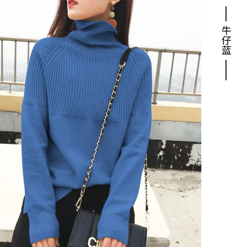 Женская шерстяная водолазка в полоску корейский полосатый топ стиле Харадзюку