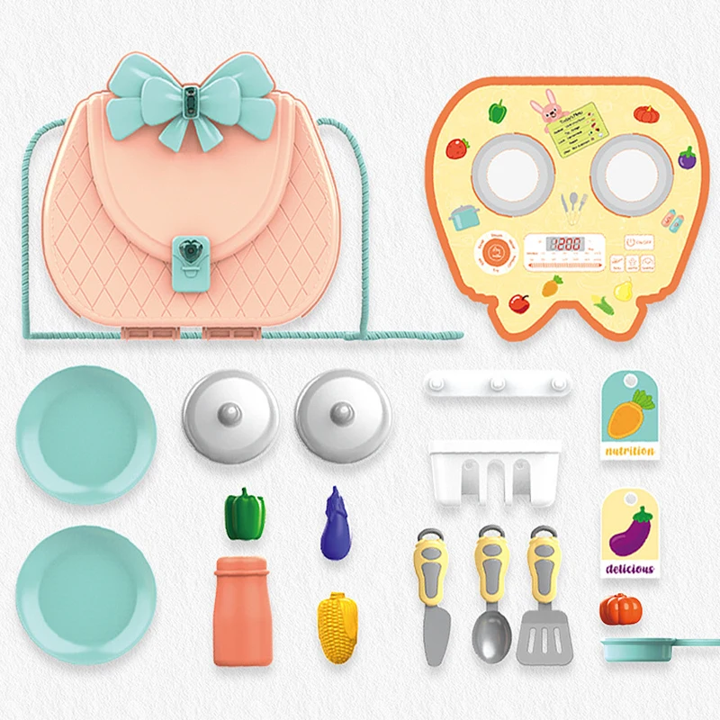 

Play House Toy Children's Simulation Backpack Combination Kitchen Tableware Makeup Set Medical Kit Film Themed Girl Gift can CSV