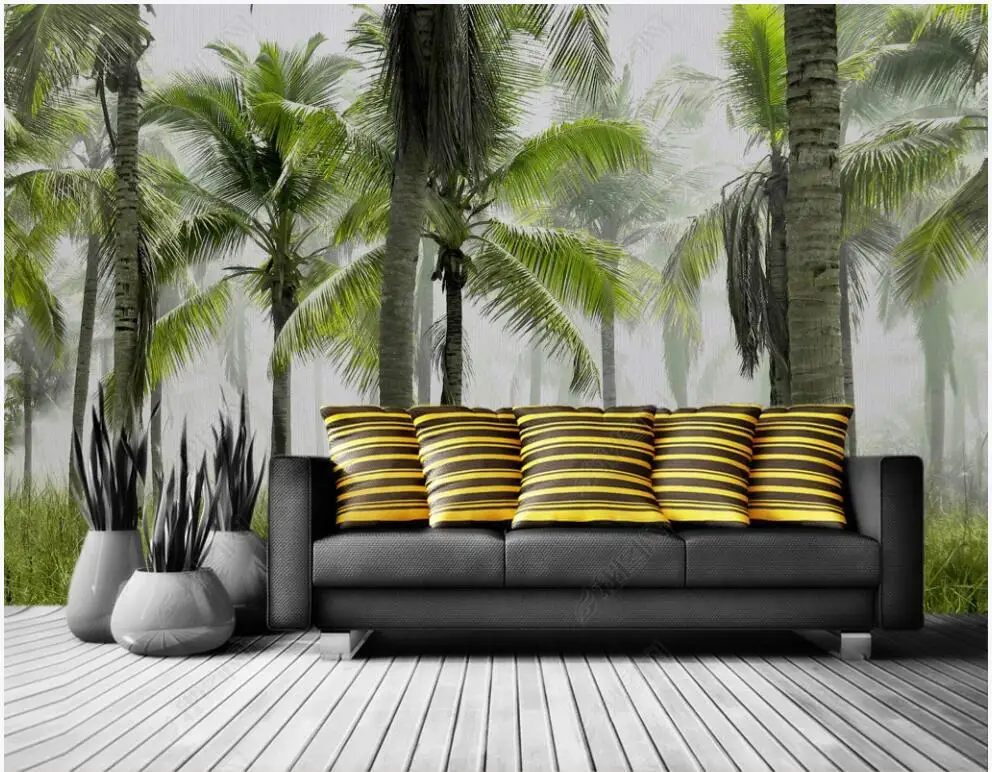 

3d photo wallpaper custom mural Tropical plant coconut tree forest landscape decor 3d wall murals wallpaper in the living room