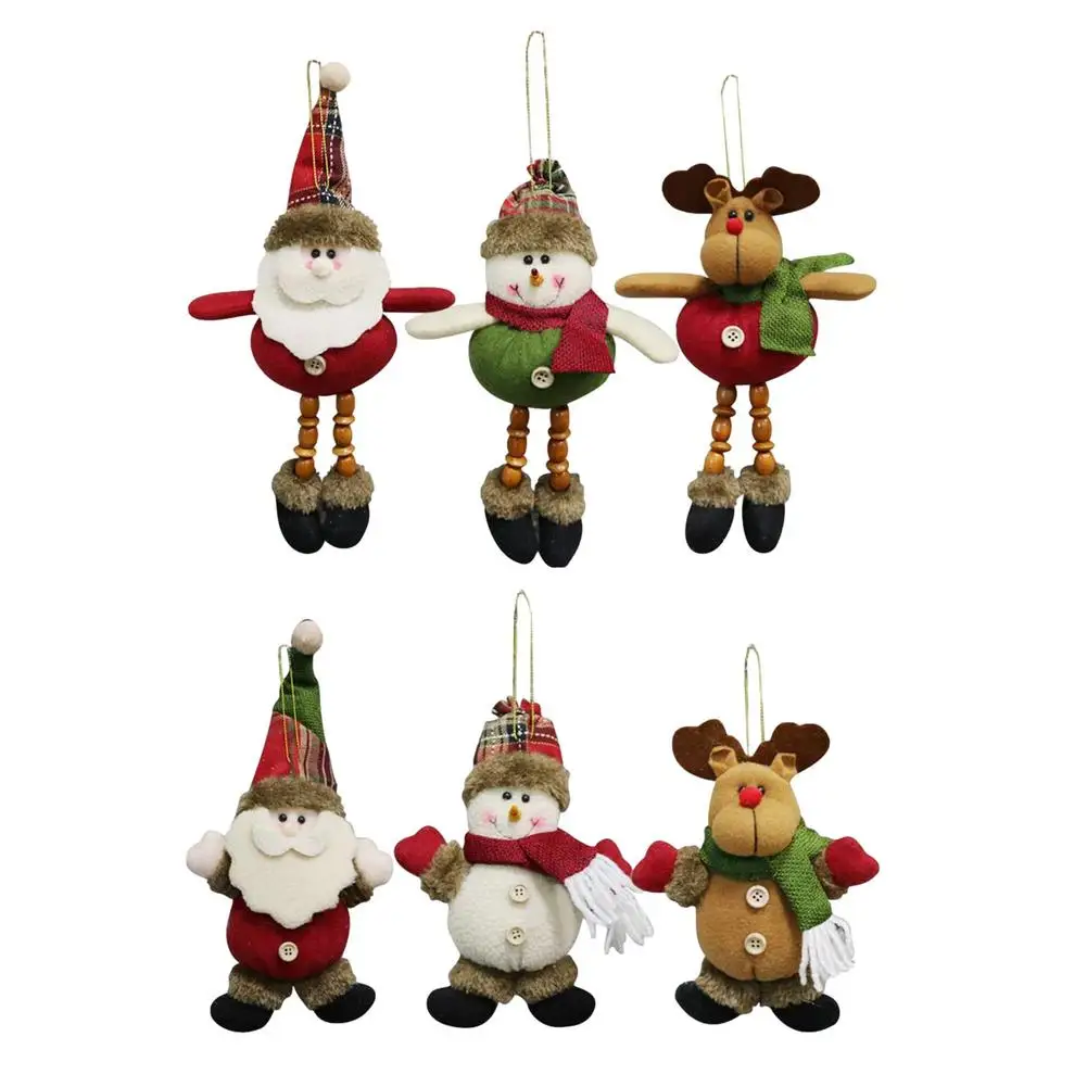 

6PCS Christmas Tree Hanging Pendants Plush Doll Set Merry Christmas Decorations Home Hanging Ornaments Party Supplies