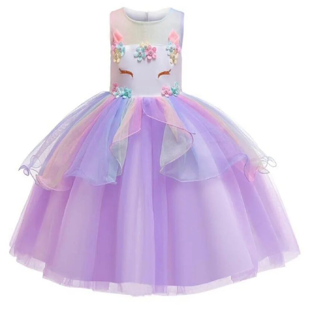 Летние Детские платья для девочек платье принцессы с пасхальным единорогом