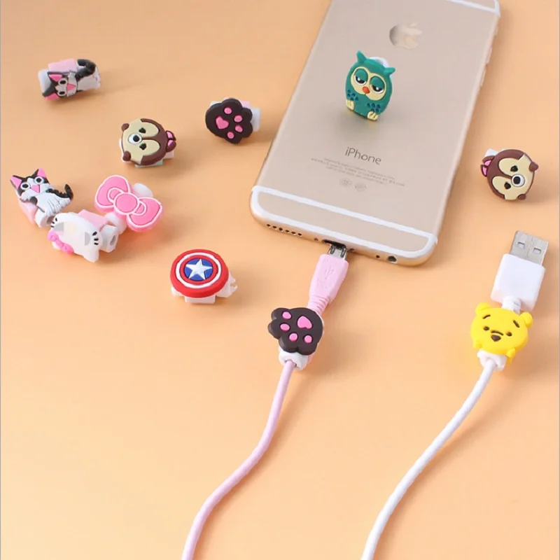 Cartoon Cable Protector Data Line Cord Protective Case Winder Cover For iPhone USB Charging | Электроника