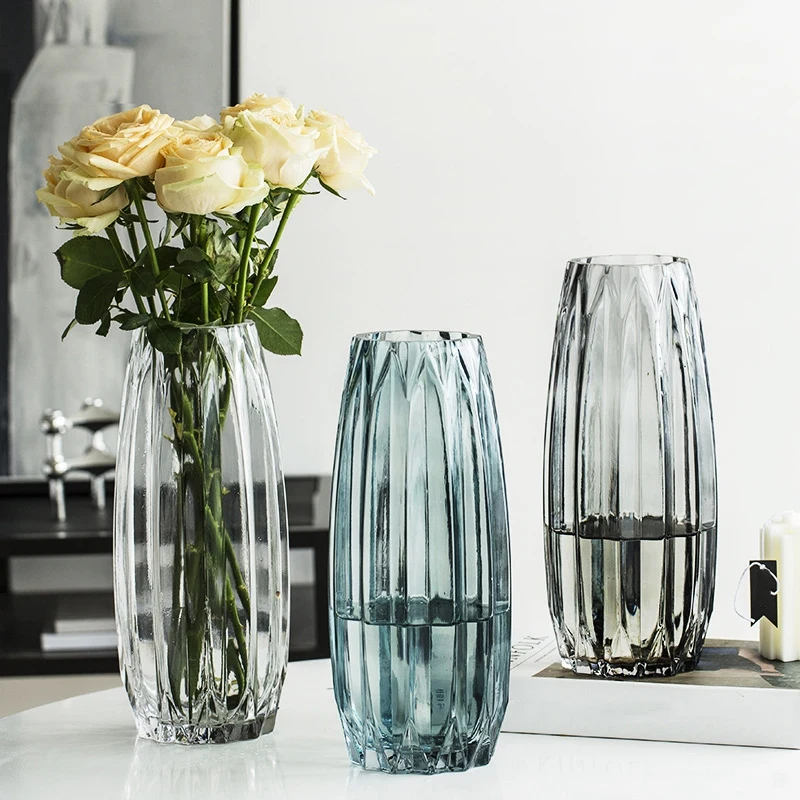 Скандинавская стеклянная утолщенная ваза Прозрачная Черная вазы для цветов в