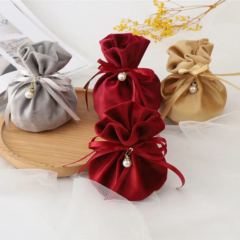 

1pc 10x14cm High Quality Red 7Colors Velvet Bags Jewelry Packing Storage Drawstring Pouches for Wedding Christmas Gift Pouches