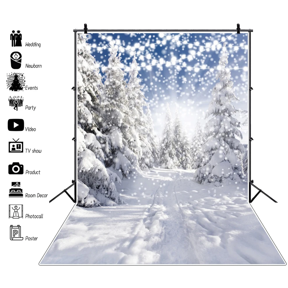 

Фон для фотосъемки с изображением снежного леса и зимнего пейзажа, фон для фотосъемки с изображением падающих снежинок, декор для семейной ...