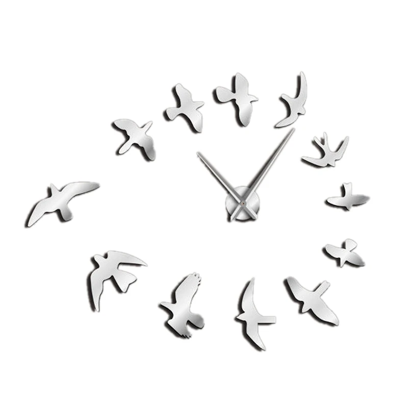 Новинка декоративные зеркальные настенные часы Летающие птицы Современный