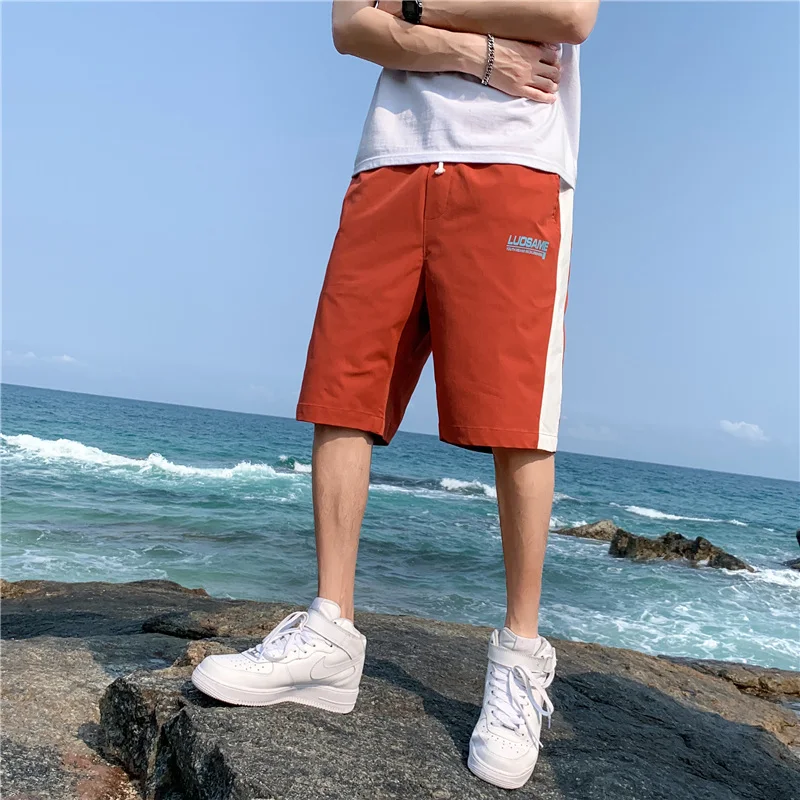 

Men's Summer 2021 High Quality Baggy Casual Shorts Male Straight Loose knee lenght thin Pants Solid Loose Short FashionTrousers
