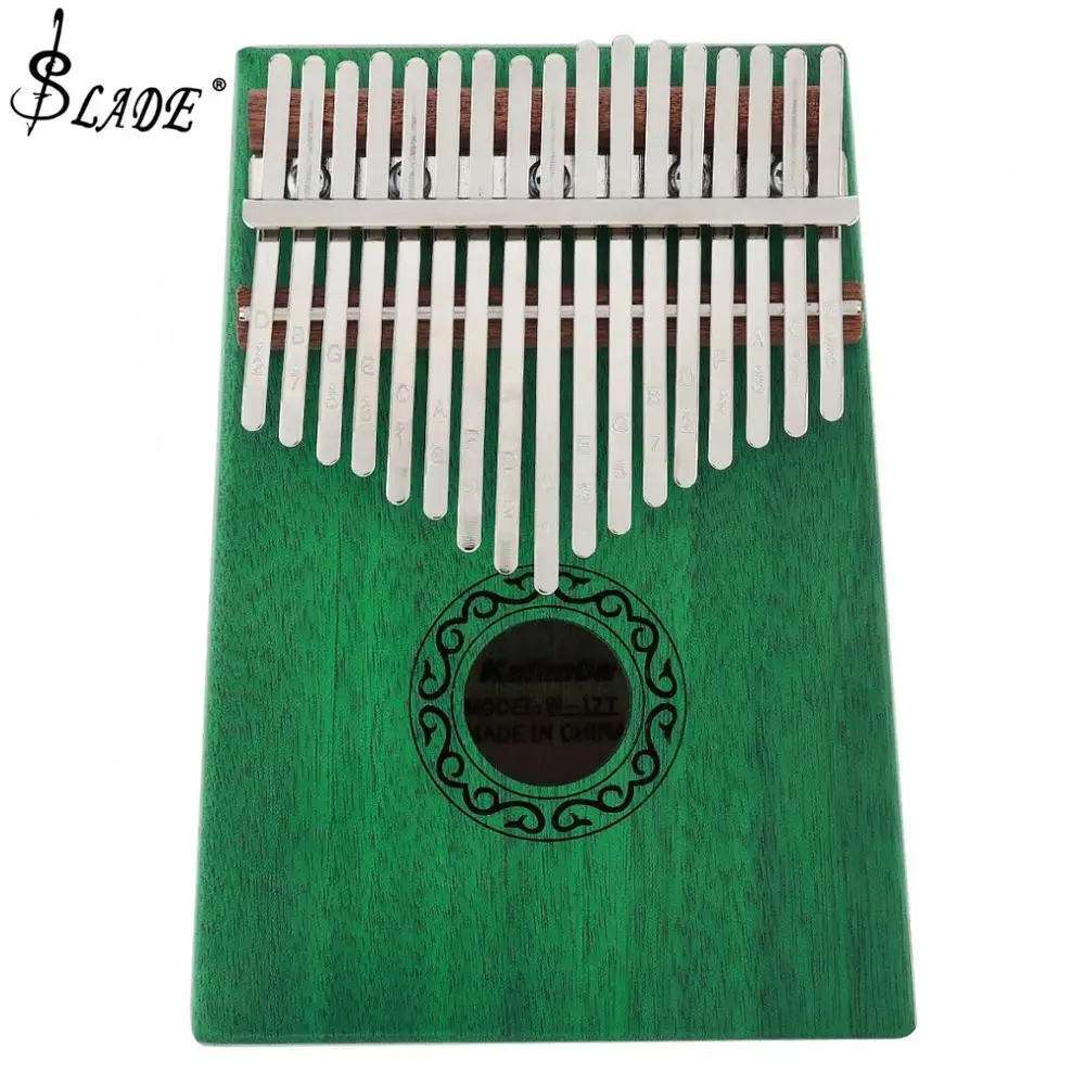 

SLADE 17 Key Green/Gray Kalimba Single Board Mahogany Thumb Piano Mbira Mini Keyboard Instrument with Complete Accessories