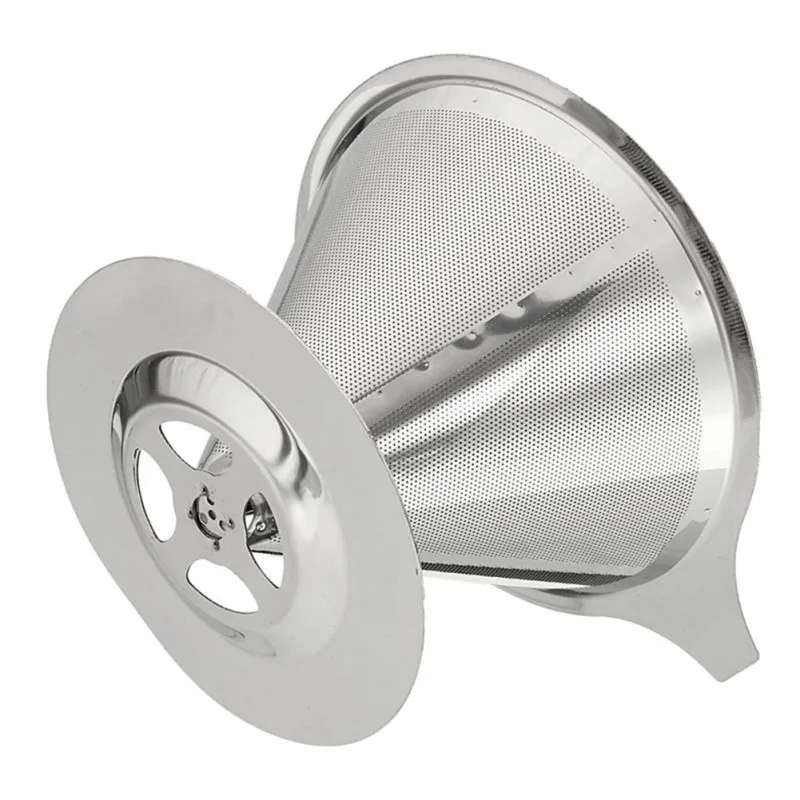 

Practical Drip Coffee Filter Cup Reusable Stainless Steel Pour Over Dripper Maker Coffee Pot Filter Funnel Grid Kitchen Tools