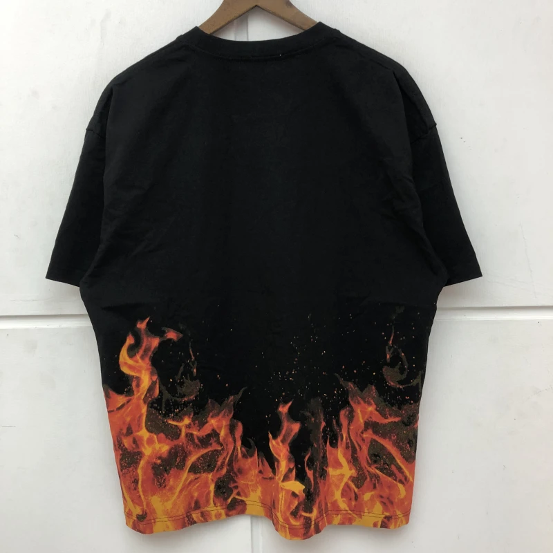

New Travis Scott Embroidery Cactus Jack T shirt Men Women High Quality Flame Pattern Washed Top Tees T-shirts