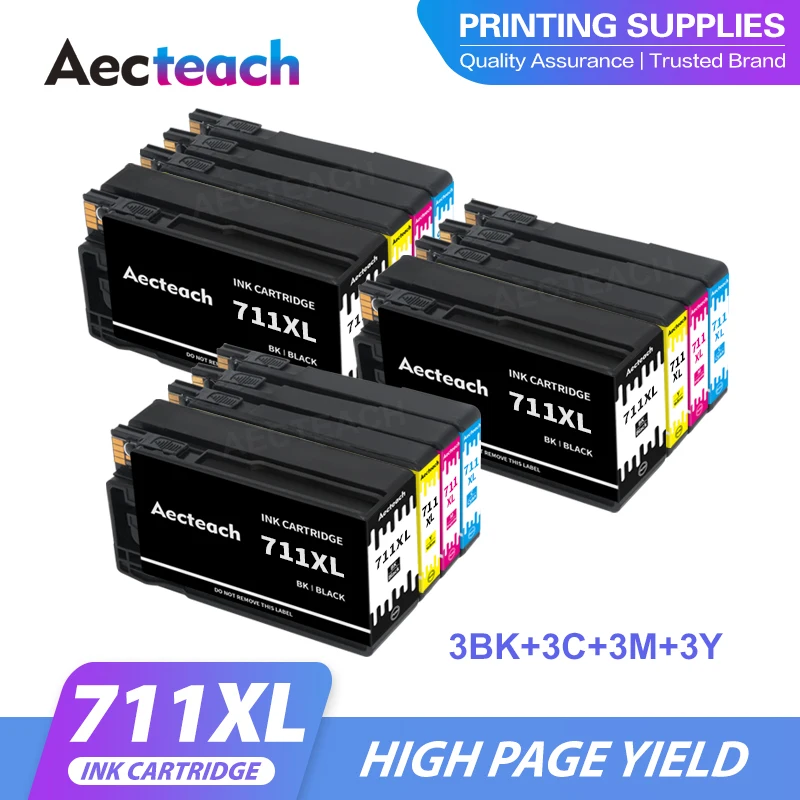 Aecteach совместимый чернильный картридж для HP 711 711XL сменный DesignJet T120 T520 струйный