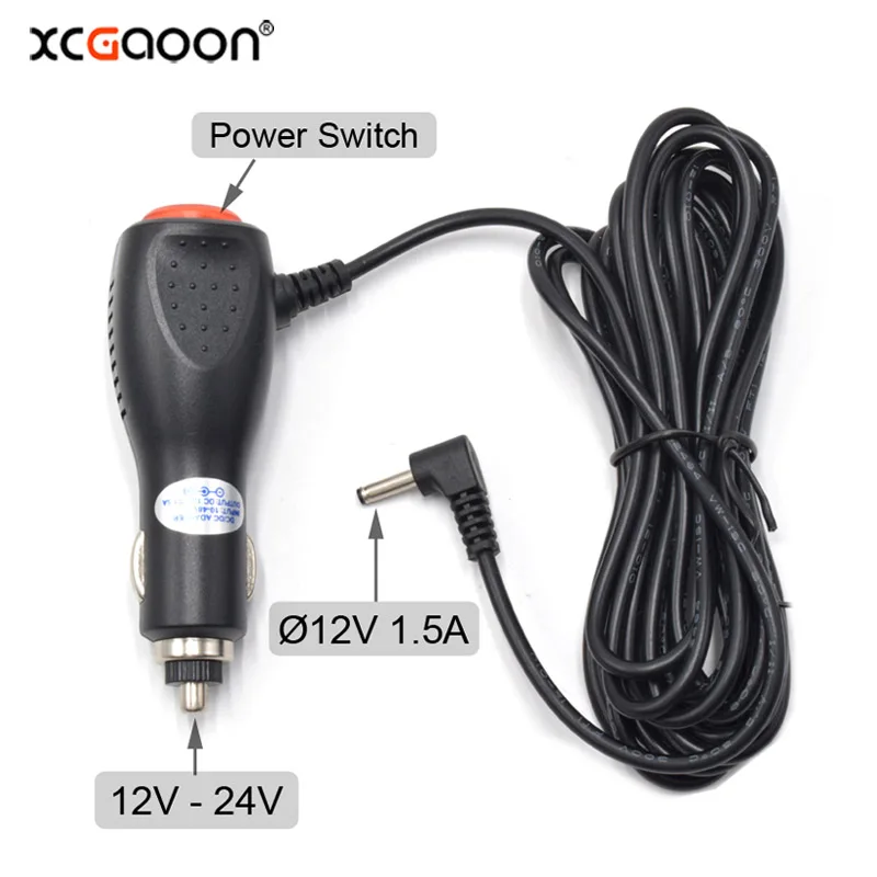 

XCGaoon 12V 1.5A Diameter 3.5mm Port Car Charger Adapter With Switch For Car Radar Detector DVR Camera GPS, Input 12V 24V