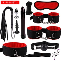 sexy bdsm kits plush bondage restraint set handcuffs games whip gag nipple clamps sex toys for couples tail exotic accessories