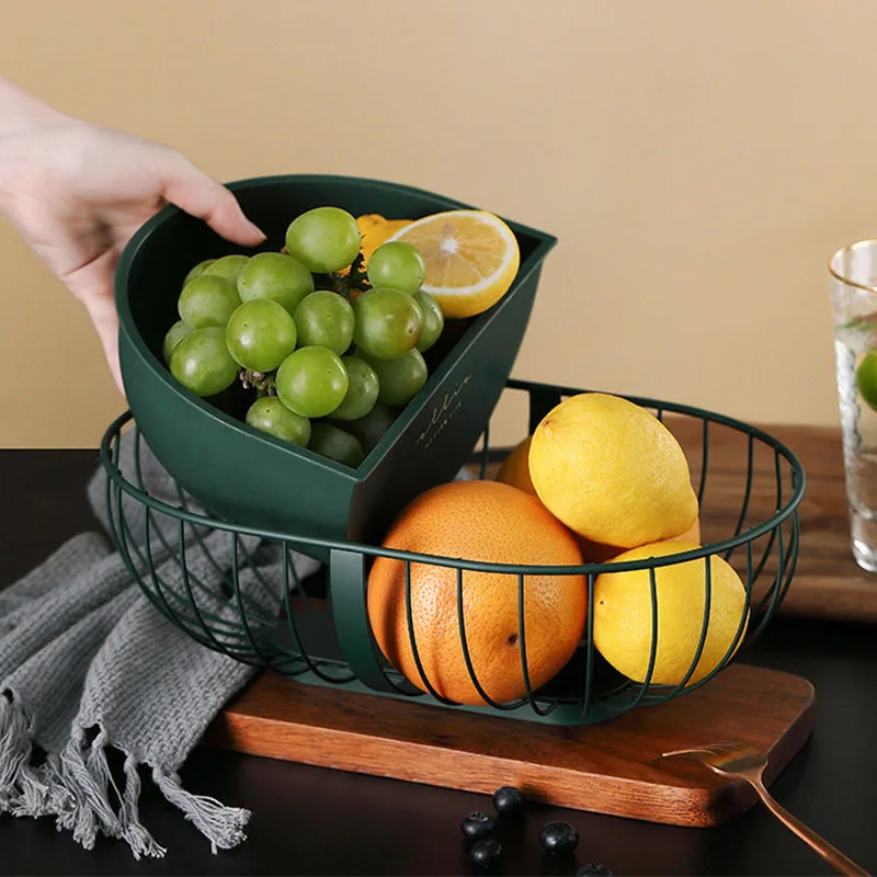 

Wrought Iron Fruit Tray Hollow Fruit Baskets Storage Organizer Modern Nordic Style Home Decoration Coffee Table Snack Containers