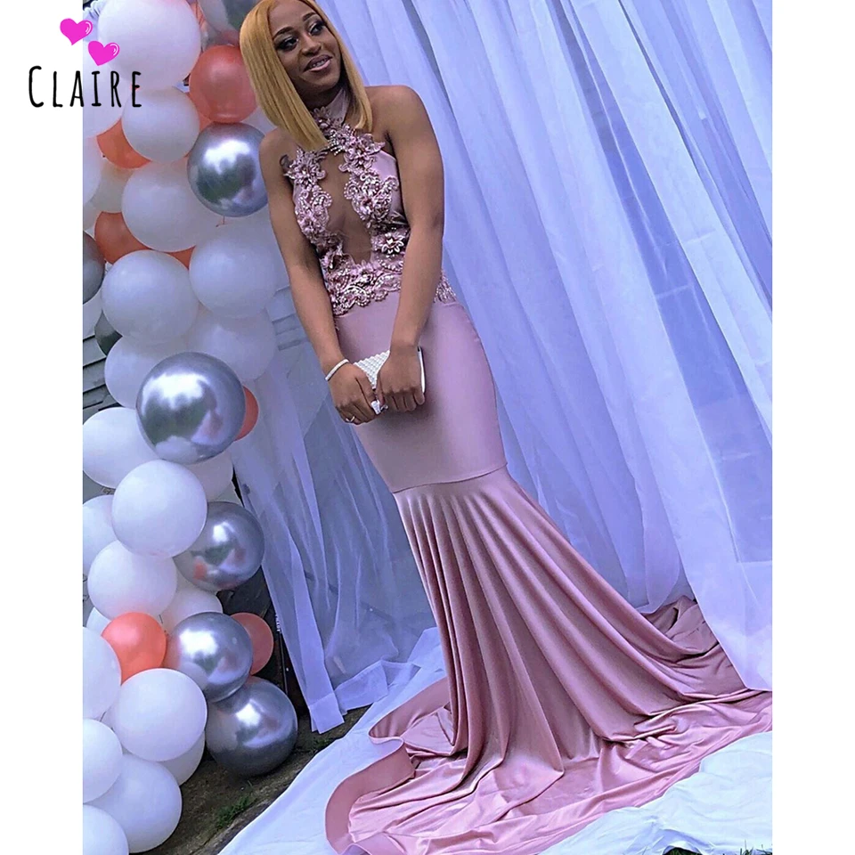 Африканские черные платья для выпускного вечера девушек 2019 сексуальное