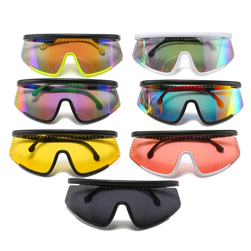 

2021 Mirror Goggles Sunglasses Women Men Faceshield Protective Glasses Fashion Oversized Colorful Goggle Glass Sunglasses UV400