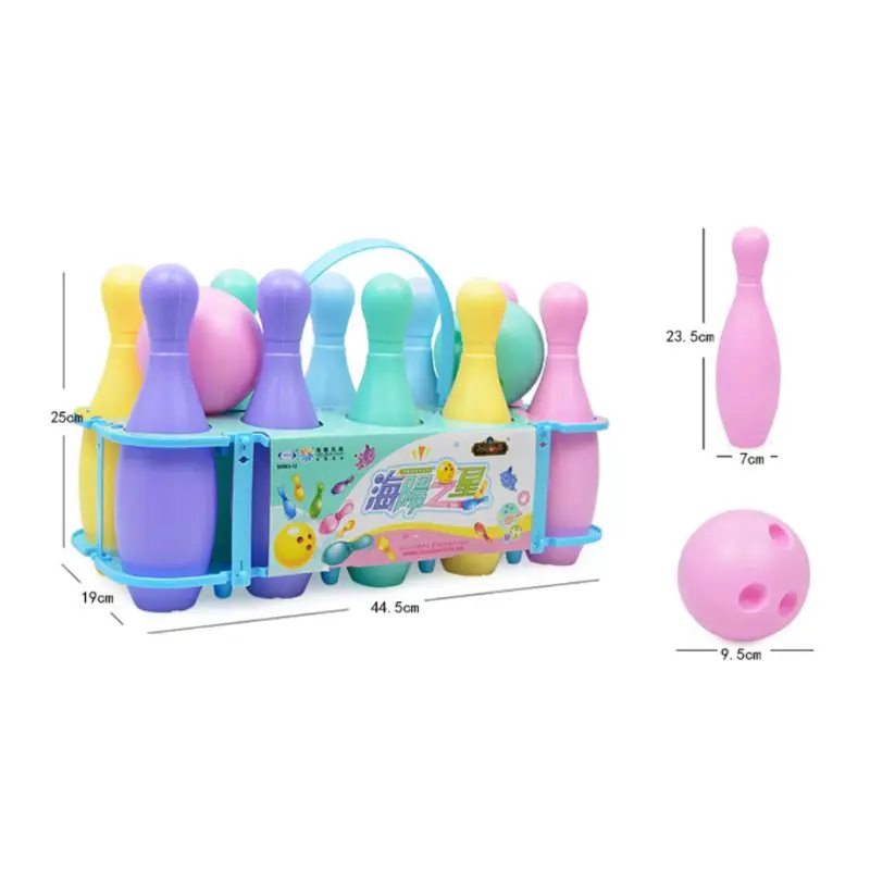 

Plastic Colorful Bowling Ball Pin Toys Set for Kids Children Sports Intelligent Games Early Education Toys