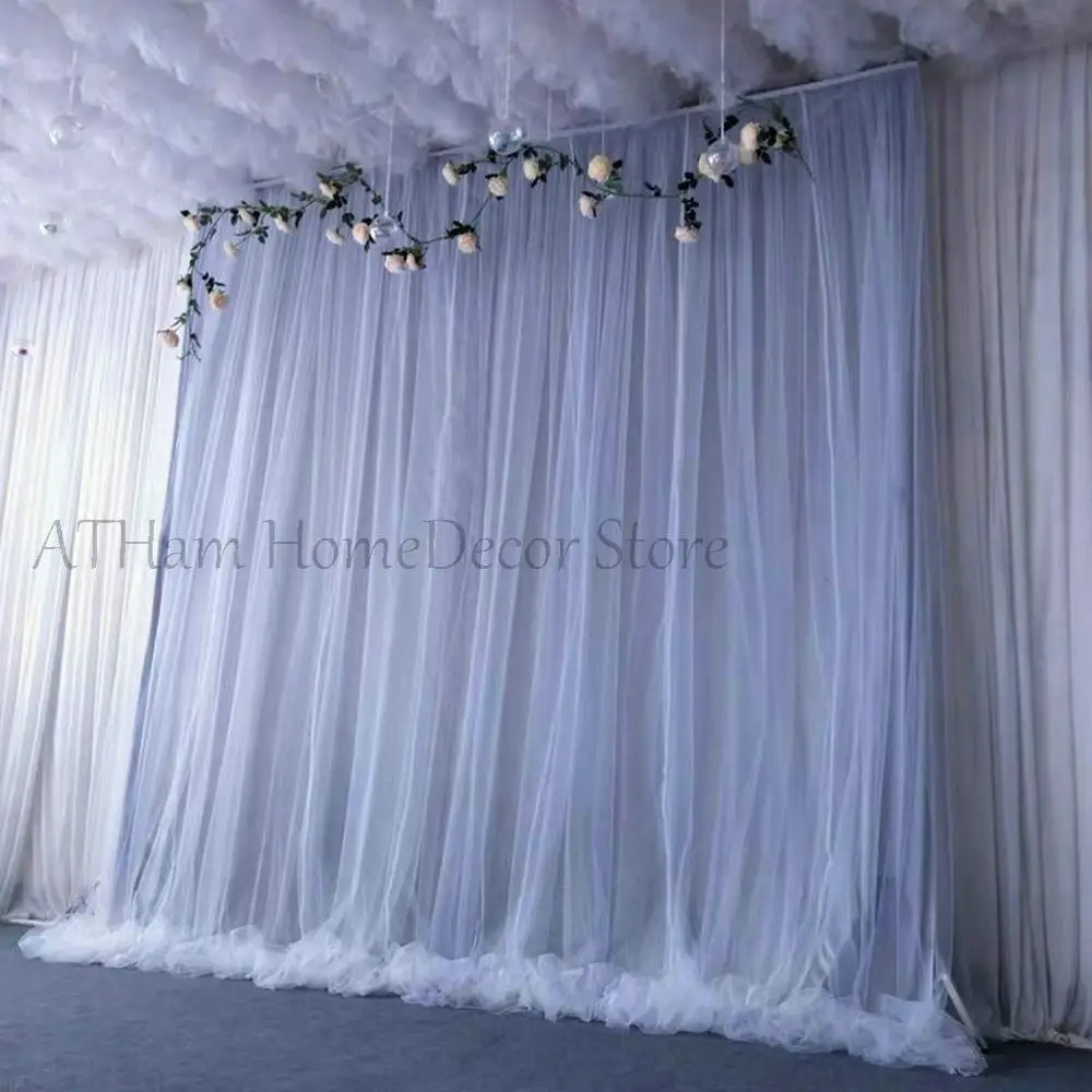 Sliver Gray Tulle Chiffon Backdrop for Bridal Shower Wedding Ceremony Curtains Photo Booth Background | Дом и сад