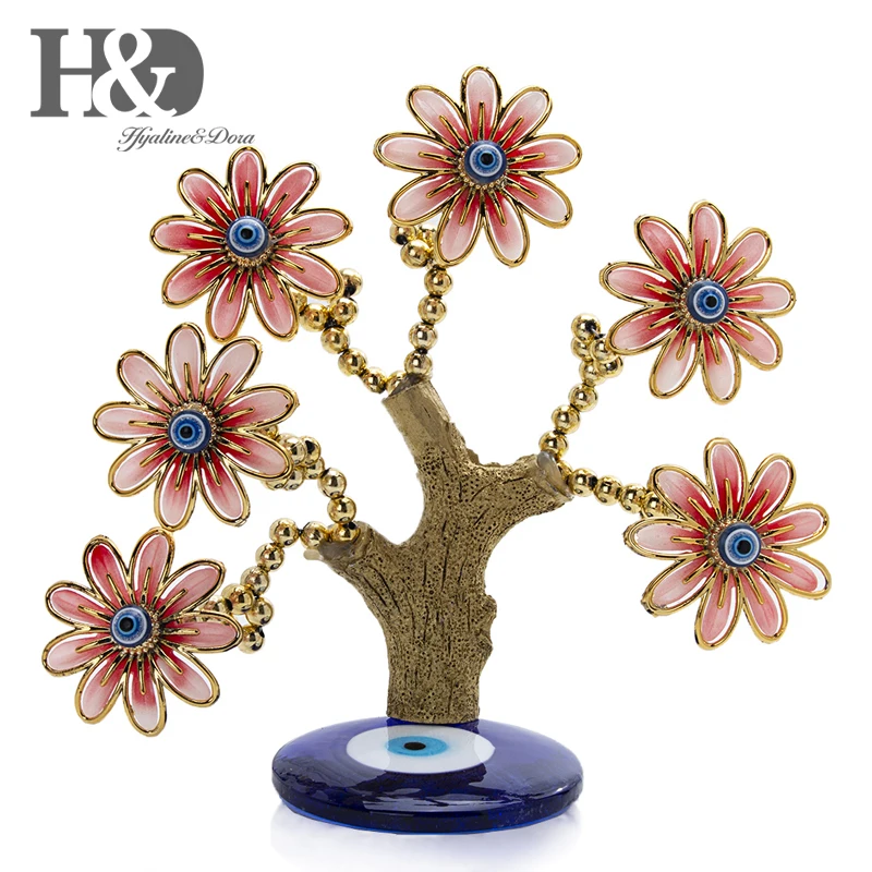 H & D Fengshui Lucky Flower Tree турецкий синий сглаза дерево фигурка защита для денег Фортуна